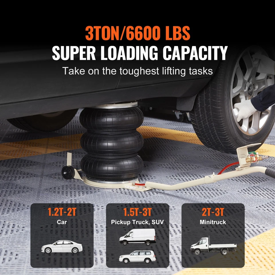 Triple Bag Air Jack 3 Ton/6600 lb Lifting Pneumatic for Car SUV Repair Height Up - Image 2 of 4