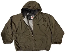 Vintage Nike Quilted Lined Olive Full Zip Nylon Jacket Hooded Insulated Mens L