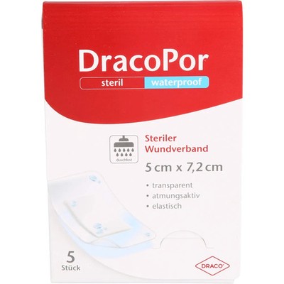 DRACOPOR waterproof Wundverband 5x7,2 cm steril 5 St PZN 03030349