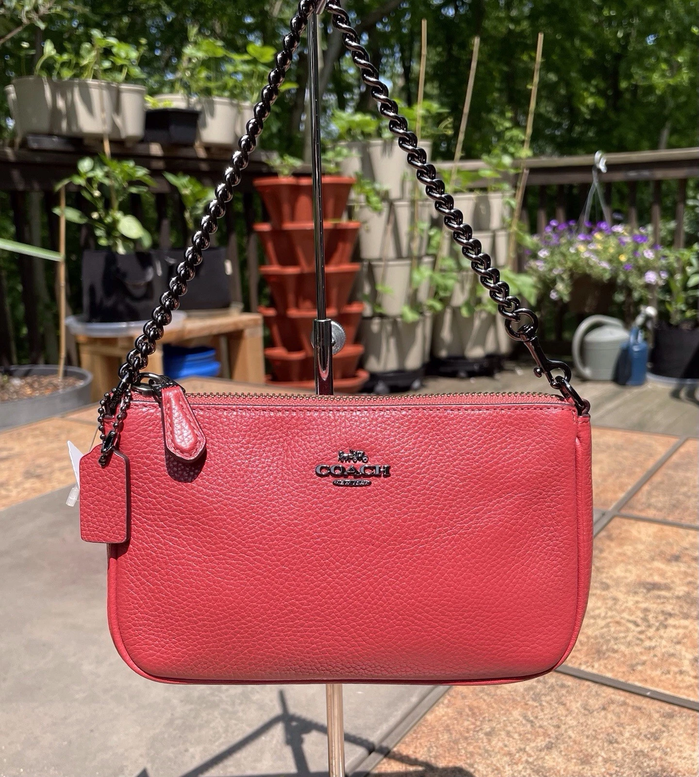 Borsa Coach Nolita 19 in pelle rossa con ferramenta canna di fucile #53077