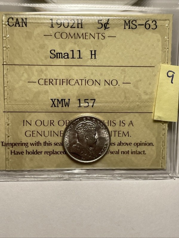 Canada Canadian 5c 1902 sm H ICCS MS63