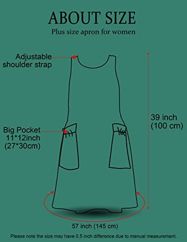Big Plus Size Aprons for Women with Pockets Cotton Linen Baking Black Stripes - Picture 6 of 6