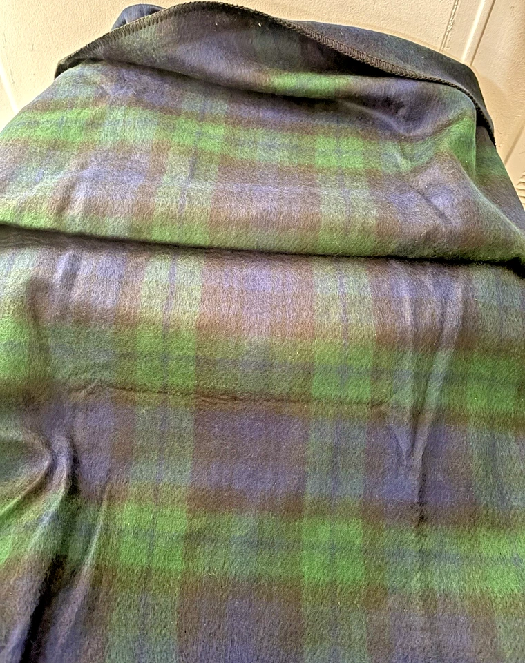 Cobertor xadrez vintage Ralph Lauren azul/verde 50 x 68 feito nos EUA acrílico perfeito estado! - Imagem 2 de 4