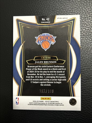 2024-25 Panini Select - Concourse Jalen Brunson #42 Red Prizm /199 Knicks MINT! - Picture 2 of 2