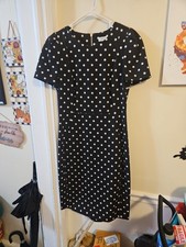Calvin Kein - Black Dress With White Polka Dots - Size 10 Womens