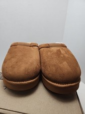 Men's Fuzzy Cozy Slippers Microsuede Indoor Outdoor Home Comfy Chesnut Tan US 12