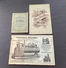 3 1800s Trade Catalogs Feed Mill Lathe Pumps Fire Dept Farming Machinery