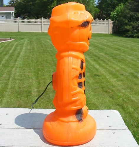 Vtg Light Up Yard Decor Blow Mold Halloween Jack-O-Lantern Scarecrow Plastic Old - Picture 4 of 7