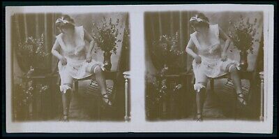 Rr French Stereoview photo stereo card nude woman original 