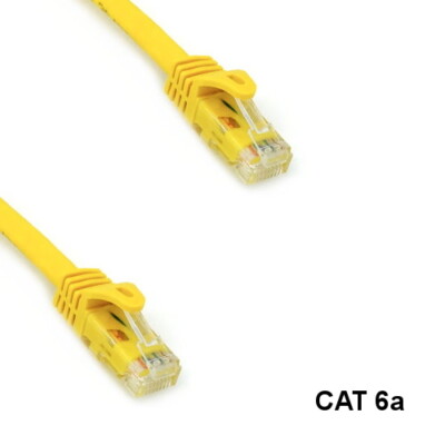 KNTK Yellow 7ft Cat6a UTP Patch Cable 24AWG Panel Router Ethernet RJ45 Network