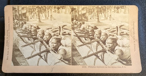 Vintage Kilburn Stereoview Karte PI philippinische Soldaten am Schuss