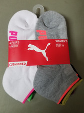 New Puma Womens 6 Pair Cushioned Low Cut Socks.