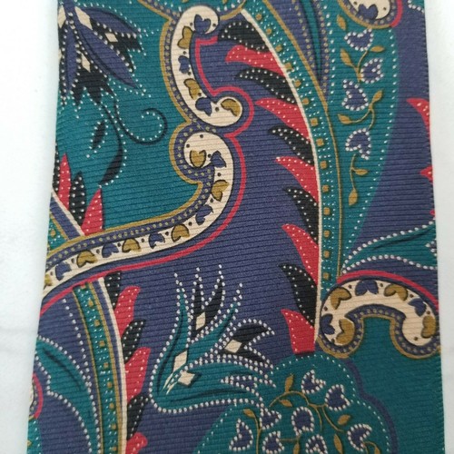 COACH Tie 100% Italian Silk Necktie Multicolor Paisley Floral VTG Made in USA - Picture 2 of 8