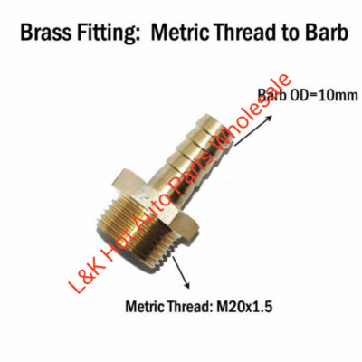 Brass Male Thread M20 M20x1.5 to 10mm 3/8'' Hose Barb Fitting Connector Adapter