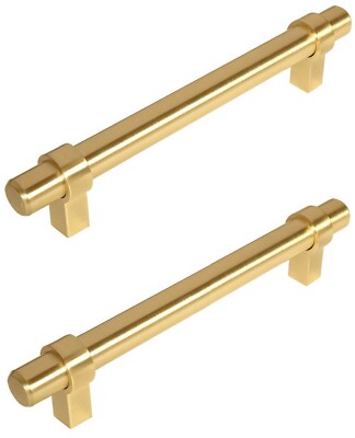2-pc Brushed Brass 5'' Screw Spacing Euro Bar Drawer Door Pulls Cosmas 161-128BB