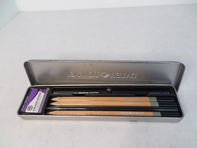 CHARCOAL 7-piece Daler Rowney Simply Tin Set Pencils Drawing Sketching 2B 4B HB