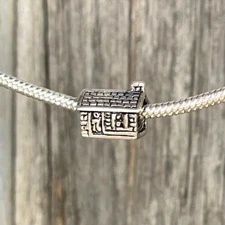 Log Cabin Cottage Woods Home House Silver European Charm Bead fit for bracelet