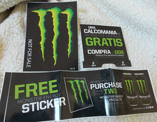 3 Monster Energy Drink Stickers Logo Decal M Claw,2 ad stickers 1 in Spanish