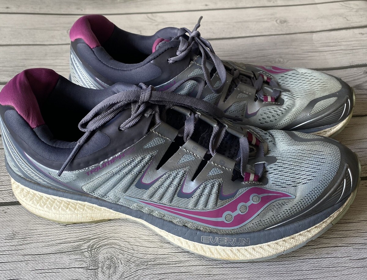 Saucony Womens Size Triumph ISO Running Fog Grey Purple
