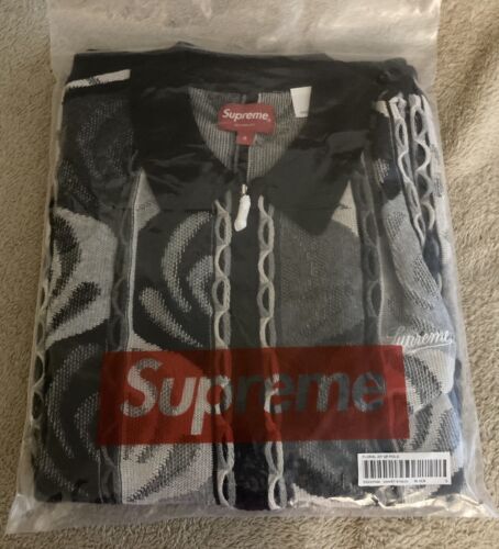 Supreme Abstract Textured Zip Up Polo Black SS22 SIZE SMALL IN HAND!