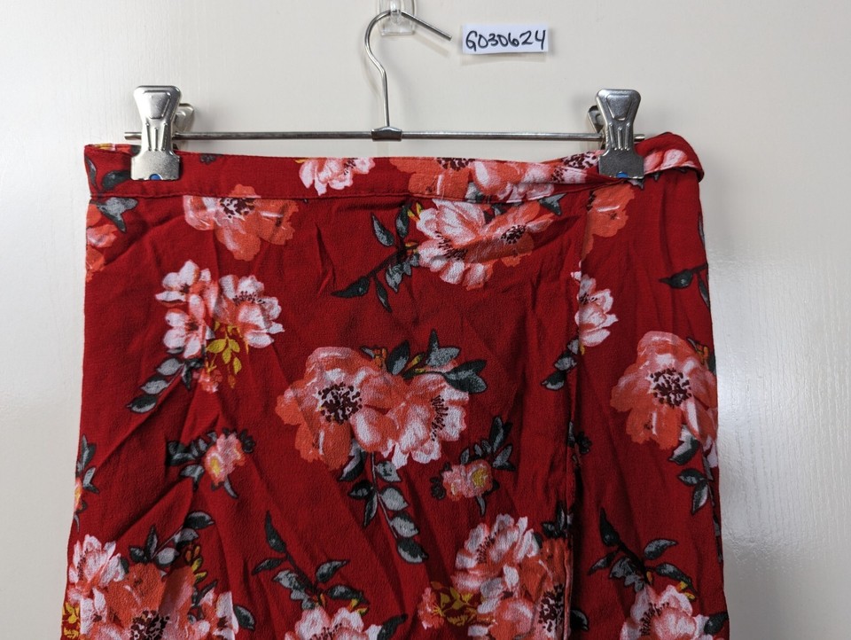 Sportsgirl Red Floral Wrap Maxi Skirt Size 6 eBay