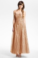 Hailey by Adrianna Papell Embellished Tulle Gown Sz 6 Champagne