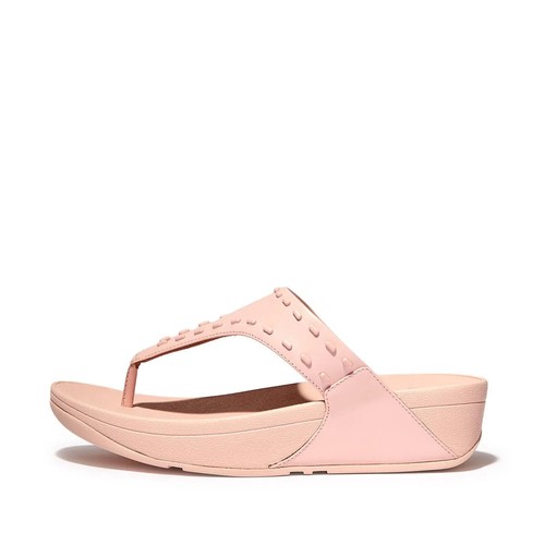 Sandalias FitFlop Lulu GB1-A35 Puntera Para Mujer Rosa Sal Cuero Goma-Stud - Imagen 7 de 35
