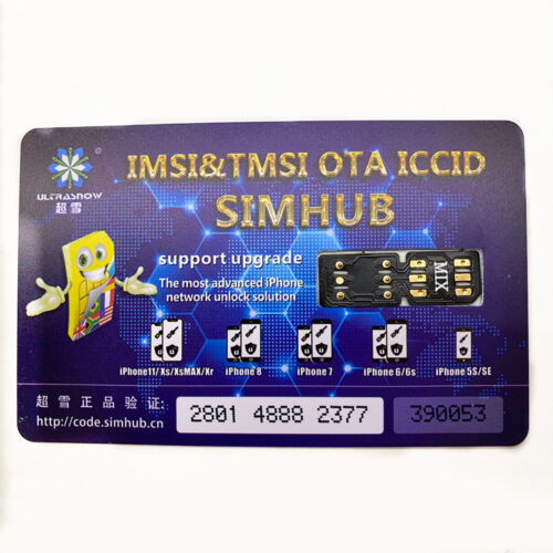 For iPhone 11 Pro Max/11Pro/11/Xs Max IMSI TMSI OTA ICCID SIMHUB Unlock SIM Card - Zdjęcie 13 z 14