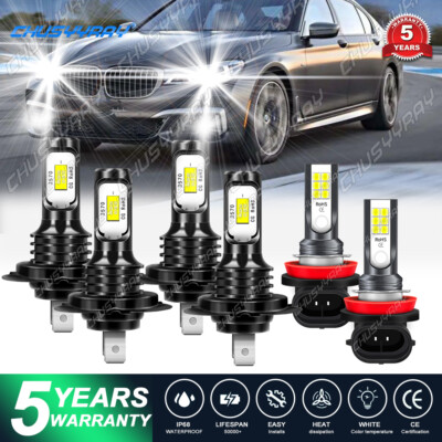 For 2012-2018 BMW 320i 330i- 6x Combo LED Headlight Fog Light Bulbs Kit 6000K