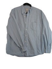 Old Navy Shirt Men's Large blue Stripe Slim Fit Button-Up Long Sleeve Cotton