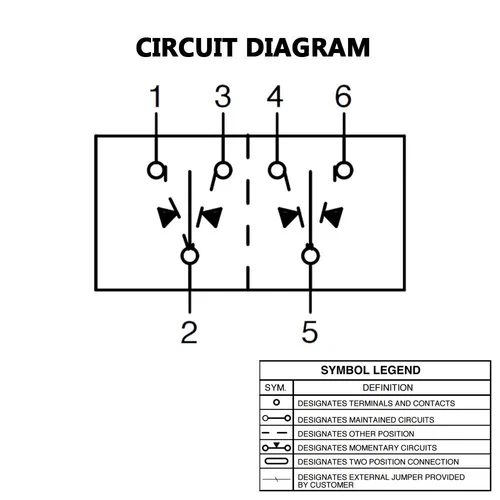 Carling 273.251 V-SERIES CONTURA V LOCKING Rocker Switch 24V (ON)/OFF/(ON) DP...