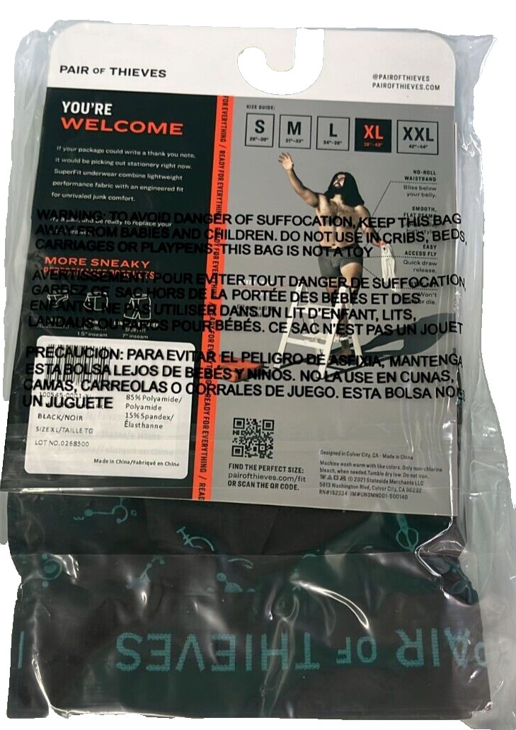 Pair of Thieves Men's Super Fit Boxer shorts -size XL/Black/3 Pack SEALED