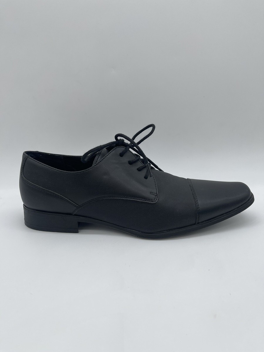 calvin klein black gloss dress shoes Calvin Klein Dress Shoes Mens 9 Bachman Oxford Black Faux Leather Casual  Lace Up