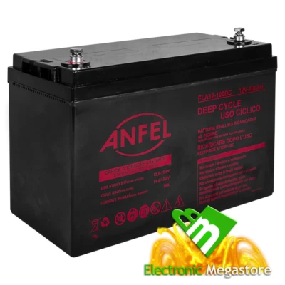 ANFEL batteria professionale 12V 100ah agm deep Cycle fotovoltaico -camper - nautica