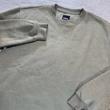 RSQ Fleece Lined Crew Neck V Stitch Olive Green Sweatshirt Men's Large Outdoors