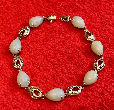 QVC Vintage 14K MASSIVES GOLD ECHTE JADE TRÄNEN TROPFEN ARMBAND ** MEHR LESEN ** MT
