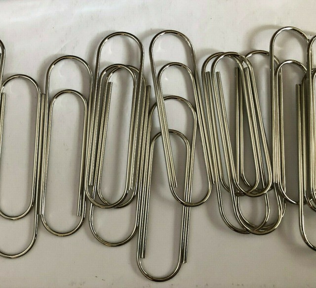 LOT 15 Jumbo Silver Paperclips 4" New Condition * High Quality Heavy