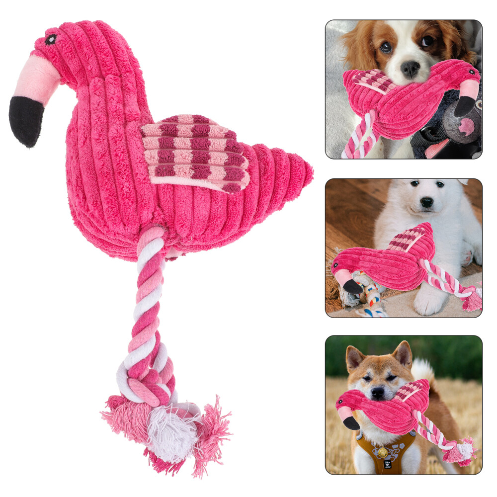 Dog Squeaky Toy Puppy Toys Pink Flamingo Chewing for Dogs Interactive
