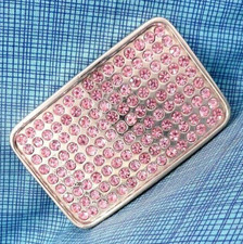 Pink Rhinestone Statement Belt Buckle Cowgirl Girl Music Bling Vtg 90s  .TWY511