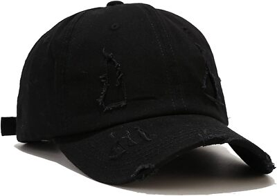 Ripped Patch Baseball Cap Vintage Distressed Low Profile One Size