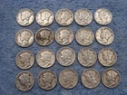 20 SILVER MERCURY DIMES WITH DATES lot 57