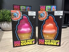 Needoh Nice Cream Cone Orange Pink Squishy Fidget Toy Schylling Rare