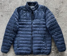 Swiss Tech Mens Puffer Jacket Size LT Full Zip Packable Quilted Pocket Blue