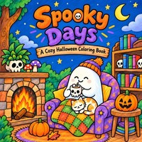 Halloween Malbuch FüR Teens & Erwachsene, Einfache Linien, Entspannende Motive