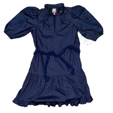 Vince Camuto Navy Blue Wrap Dress Size 6 Puff 1/4 Sleeve BRAND NEW NWT