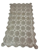 19"x36" Vintage Hand Crochet Lace Table Runner Rectangle Dresser Scarf Doilies