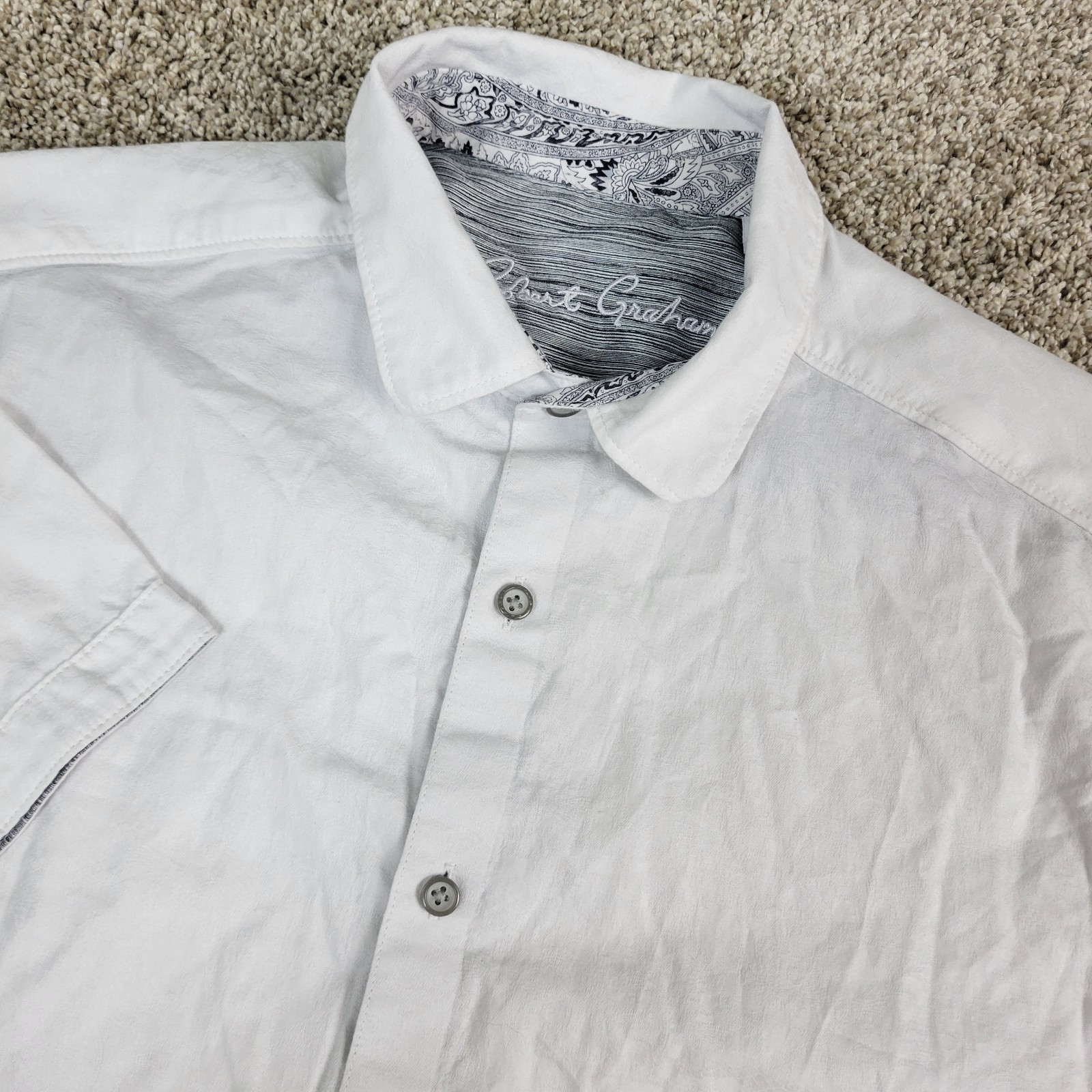 Robert Graham Mens Medium Solid White Button Up S… - image 1