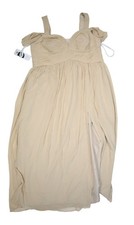 Azazie Lianne Dress Womens 22 Champagne Sweetheart Maxi Bridesmaid Formal Gown