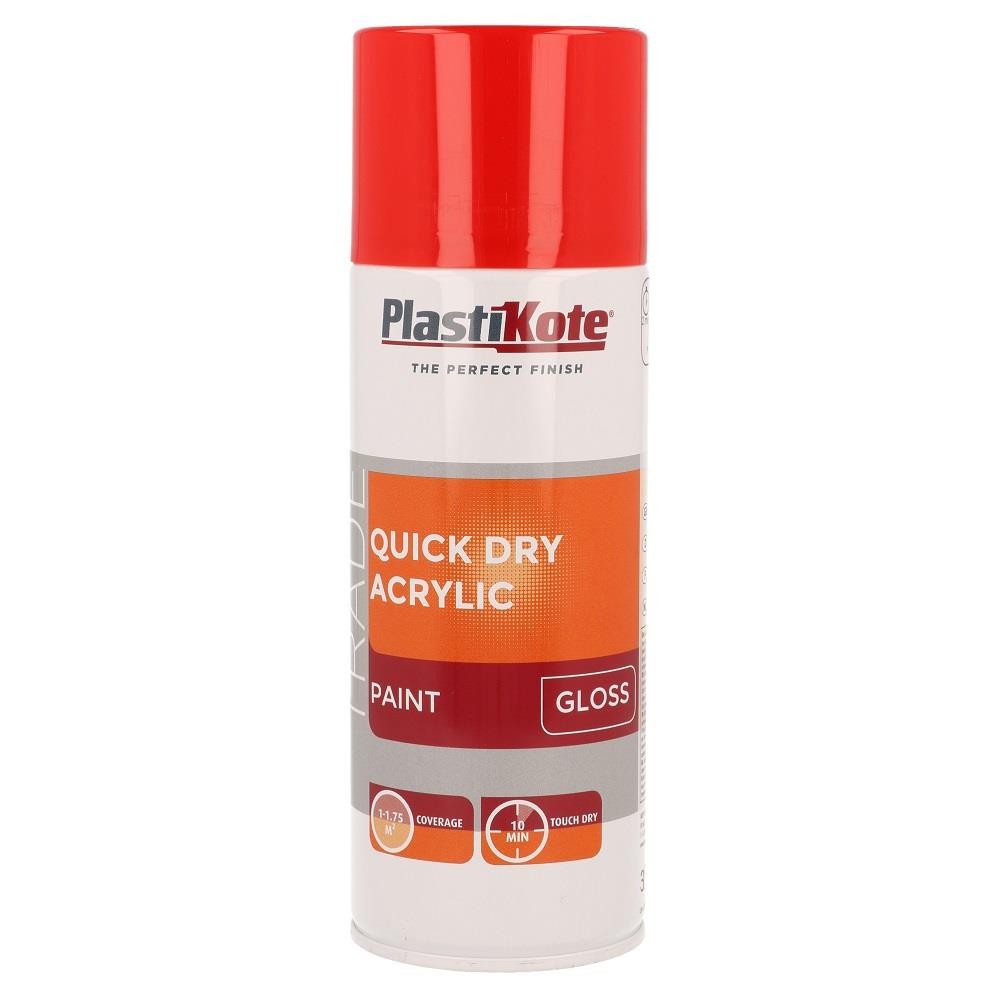 Plastikote Trade Quick Dry Acrylic Spray Paint Gloss Red 400Ml - 440.0071014.076 - Gloss Red - Image 2