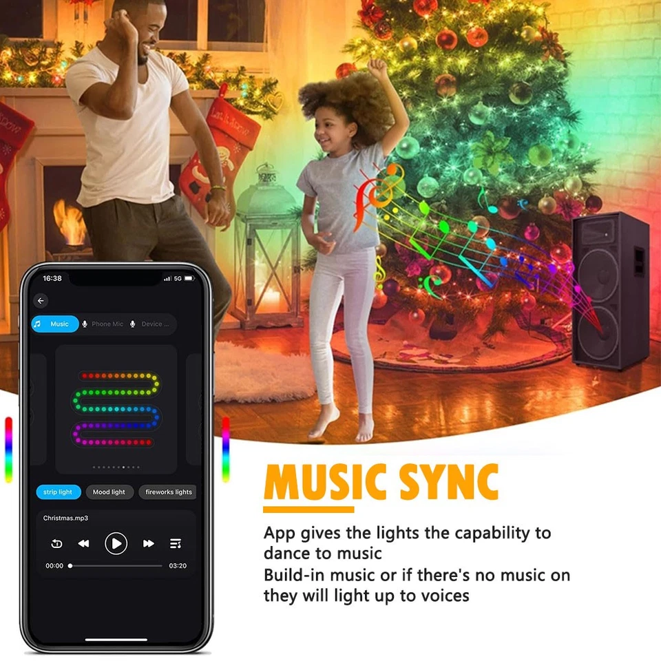 200/400LED Christmas Tree Lights Waterfall Smart String Light RGB Xmas Decor - Image 4 of 4